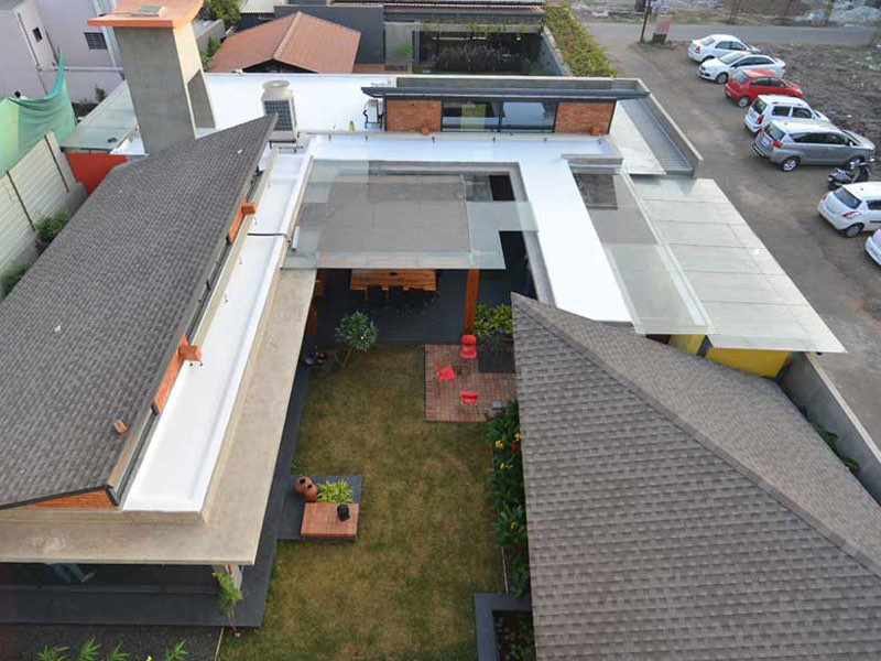 The AA&E studio &mdash; the studio from above, its courtyard open to the sky